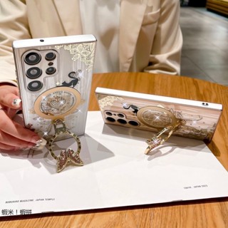 奢華鑲鑽 手機殼 蝴蝶旋轉支架保護殼 適用於 三星Galaxy A54 S22 S23 S24Ultra S25EDGE