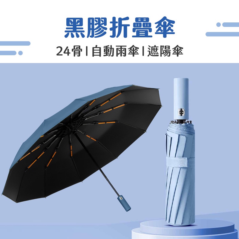 【NRS】五摺黑膠自動傘 超強升級24骨 摺疊傘 雙骨結構 反折傘 折疊傘 遮陽傘 自動雨傘 晴雨兩用傘 晴雨傘