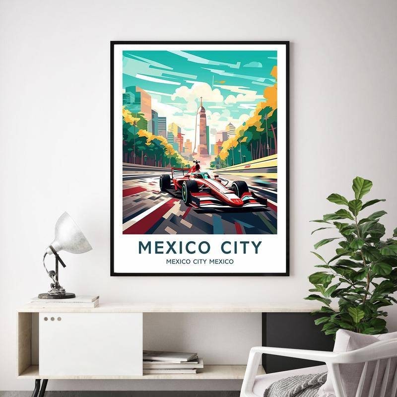 墨西哥城墨西哥墨西哥賽車藝術賽車賽車旅行版畫海報牆壁藝術帆布畫家居裝飾客廳臥室辦公室