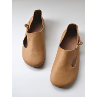 一腳蹬真皮軟平底鞋女森系文藝原宿風中國風復古大頭女鞋原單SUNDAYSHOES TA五 2502