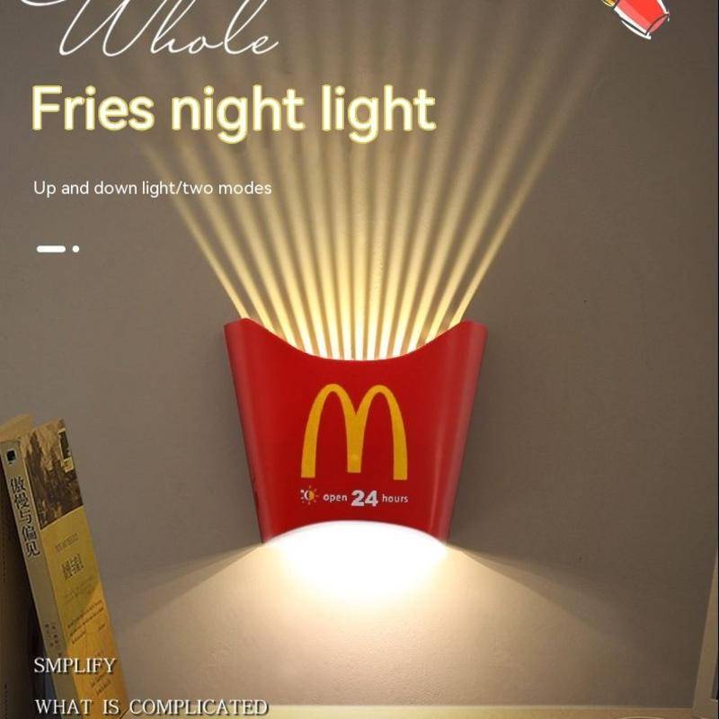 可擴展漢堡包充電臥室床頭燈創意薯條小夜燈兒童夜睡
