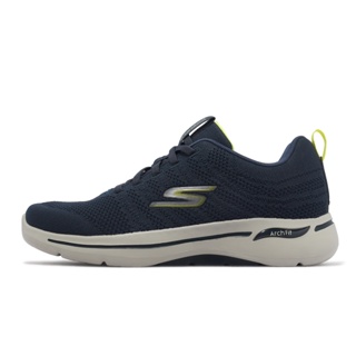 Skechers 休閒鞋 Go Walk Arch Fit 深藍 螢光黃 足弓支撐 男鞋【ACS】 216263NVLM