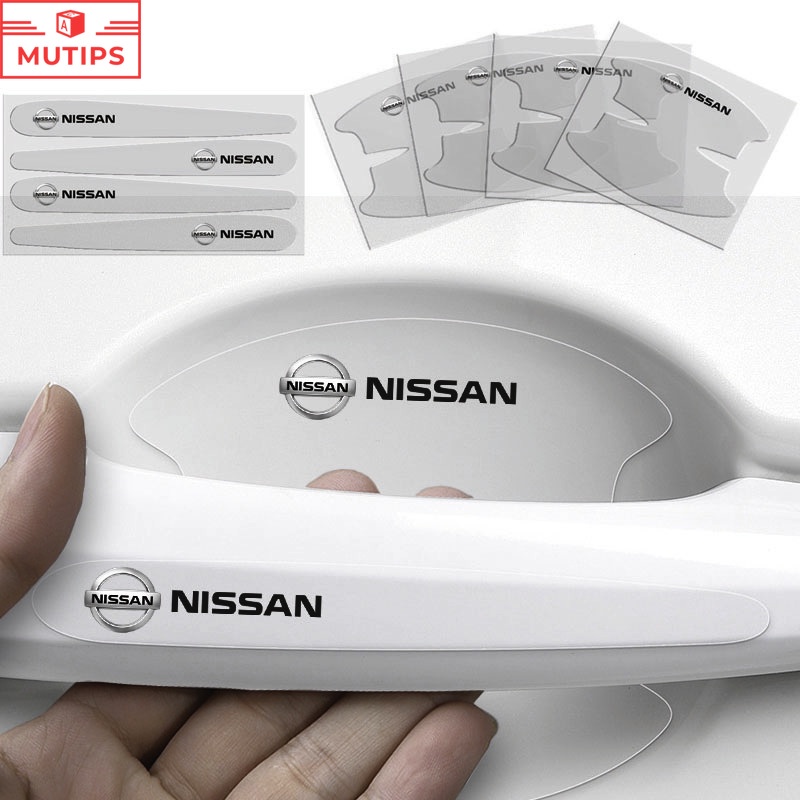 NISSAN 日產 8 件裝車門把手透明保護貼紙汽車門碗防刮貼紙適用於三月 Juke Skyline Terra Liv