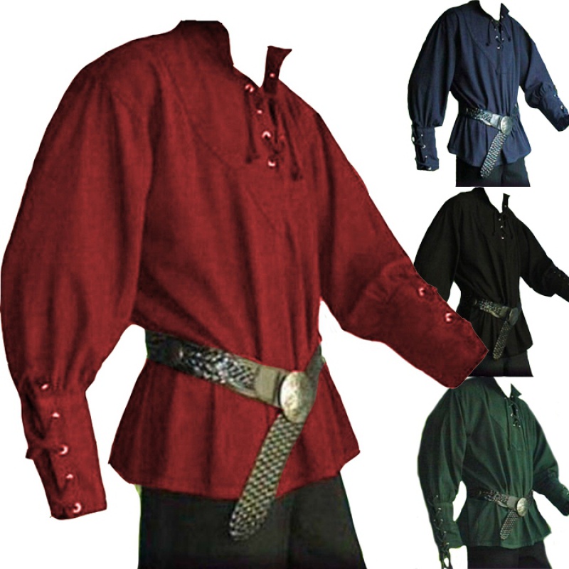 男地主騎士衣服中世紀文藝復興上衣男士成人角色扮演襯衫萬聖節派對角色扮演服裝角色扮演服裝萬聖節狂歡派對套裝女萬聖節