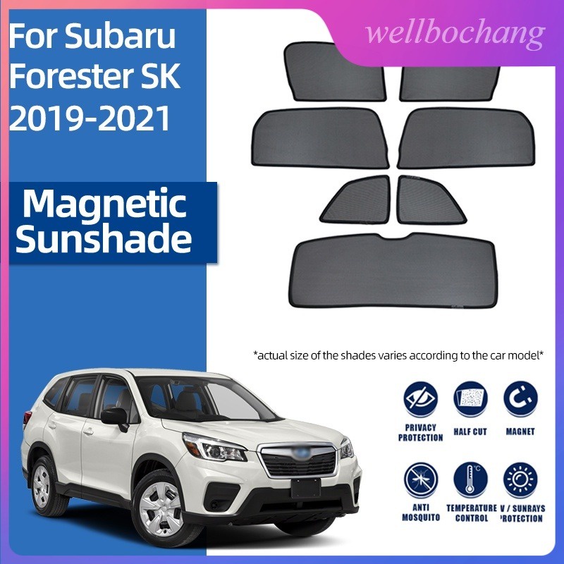 SUBARU 適用於斯巴魯 Forester SK 2019-2023 磁性汽車遮陽板前後擋風玻璃框架窗簾後側嬰兒窗遮陽
