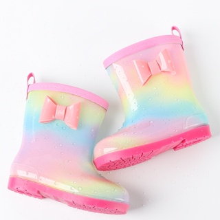 兒童雨鞋 女童膠鞋 兒童水鞋 卡通男女童雨靴 幼兒寶寶雨靴 韓版彩虹水鞋