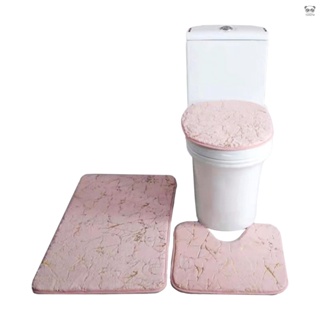 粉色 馬桶三件式小兔毛燙金浴室地墊