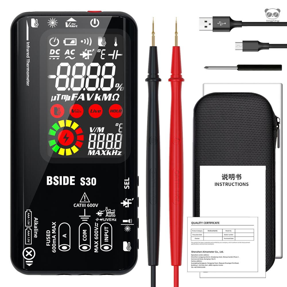 BSIDE S30紅外測溫萬用表 全功能彩屏雙電萬用表 3.5寸彩屏手持式萬用表 9999計數 自動識別 支持測量交直流