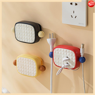 高品質電纜整理器壁掛式插座電線收納架充電線架保護器插頭夾防塵盒桌面辦公室臥室用品