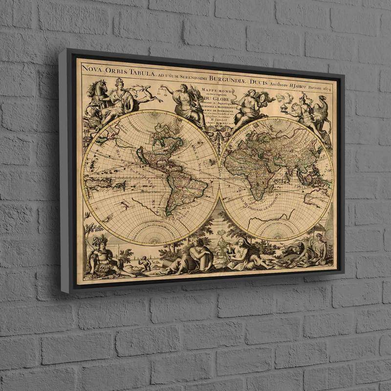 舊世界地圖帆布繪畫舊地圖藝術品復古世界地圖藝術海報牆壁裝飾