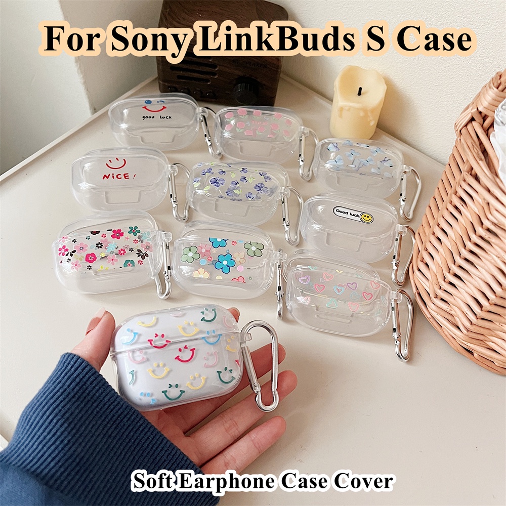 【imamura】適用於索尼 Linkbuds S Case 卡通彩色笑臉圖案適用於索尼 LinkBuds S 外殼軟耳