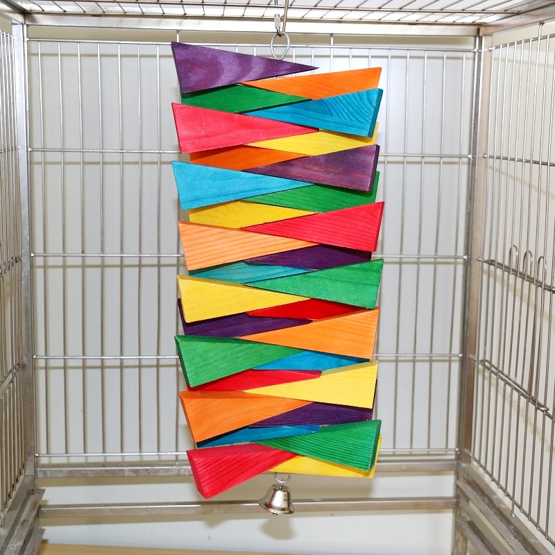 鸚鵡玩具三角形彩色啃咬木塊大號鸚鵡用品鳥玩具