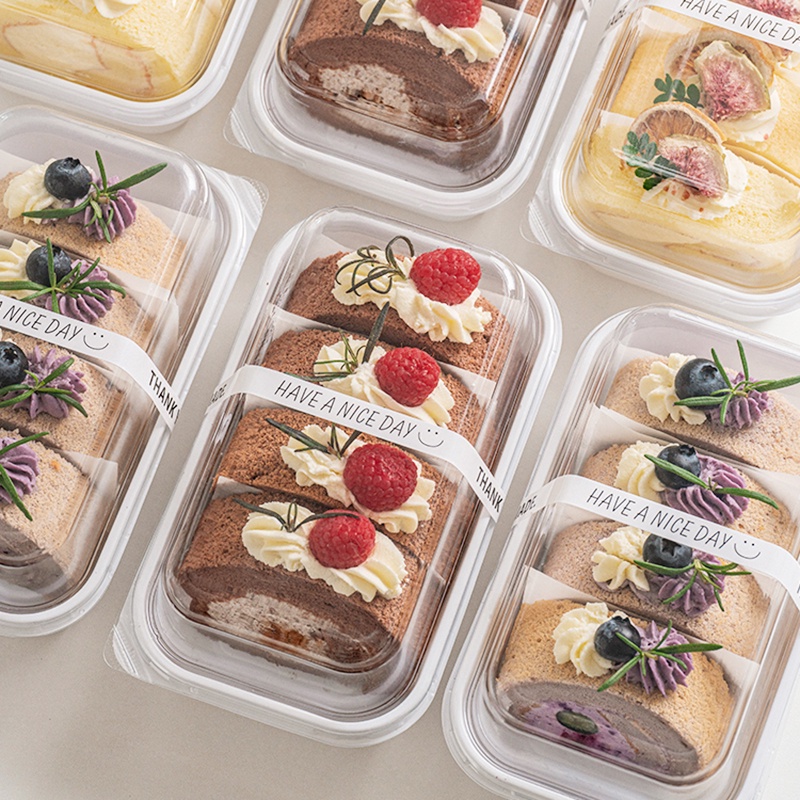 【現貨】【蛋糕捲包裝盒】 蛋糕卷 包裝盒 日式 瑞士捲 切塊 抱抱卷 中式 烘焙西點 甜品糕點 桃酥盒子