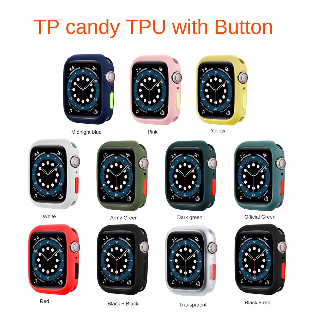 糖果TPU壳 適用apple watch6蘋果手錶錶殼 保護套蘋果6代手錶殼 按鈕糖果保護套