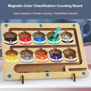 木磁鐵顏色分類迷宮計數板,用於顏色認知、數字學習和手部運動鍛煉,大尺寸易於在桌子和地面上玩耍