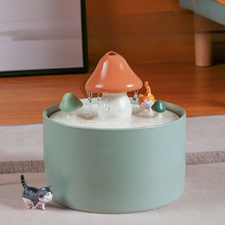 蘑菇飲水機 貓咪自動循環貓噴泉 插電恆溫飲水器狗貓喝水全陶瓷水碗