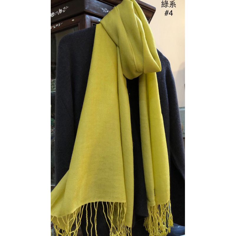 4Ply Pashmina 100%喀什米爾大圍巾/披肩(流蘇.斜織款)-PPT綠色系#4