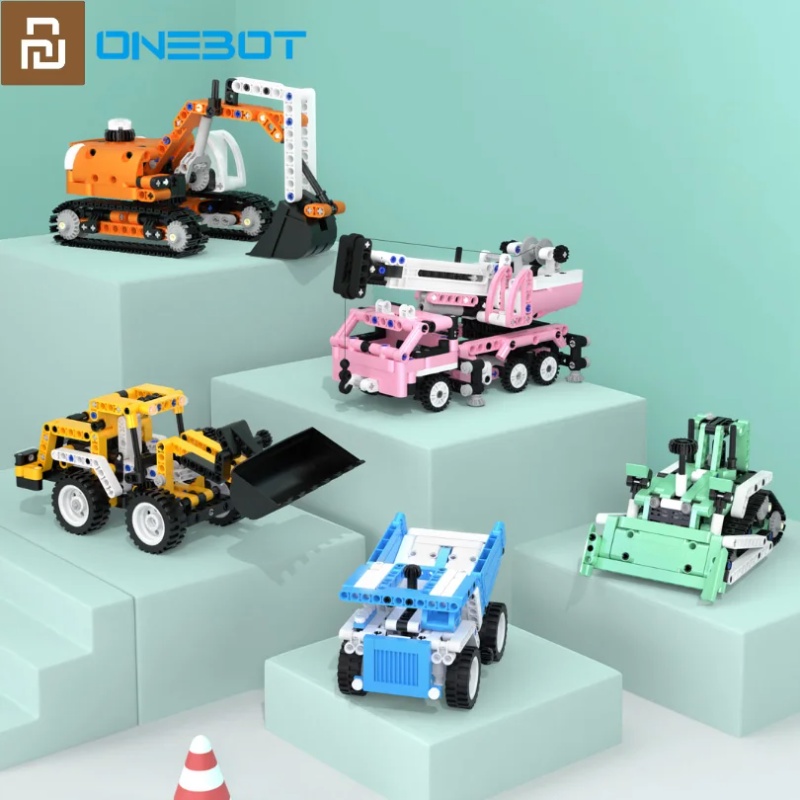 XIAOMI 小米onebot迷你工程車彩色工程拼布積木家庭玩具起重機挖掘機生日禮物