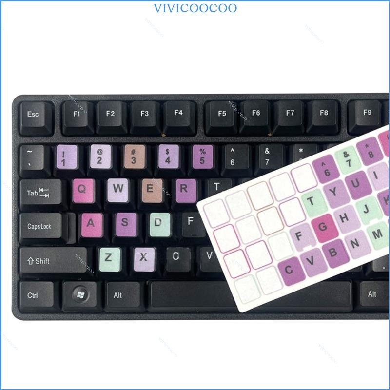 Vivi 2PCS筆記本英文鍵盤貼馬卡龍彩色小鍵盤貼台式電腦磨砂修復貼膜貼
