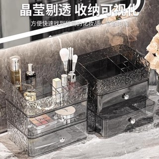 化妝品收納盒防塵透明桌面梳妝臺口紅護膚品高階感置物架PET收納居家收納桌面收納抖音同款小紅書同款
