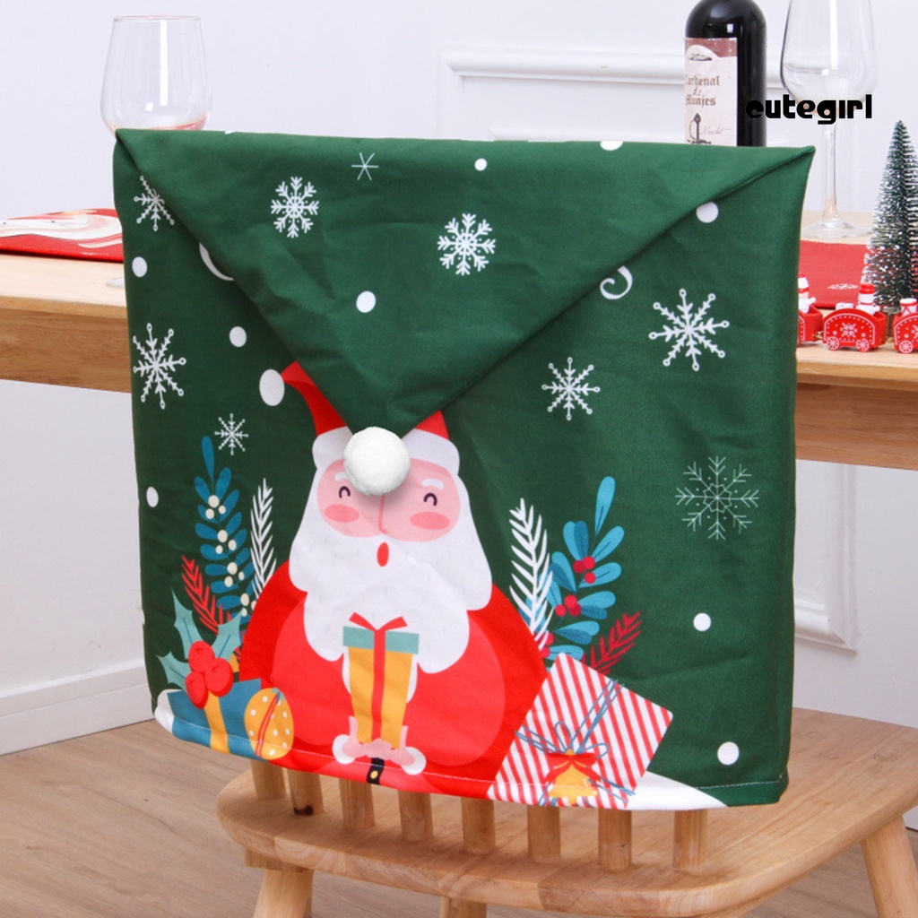 [節日裝飾]耶誕椅子套老人雪人鹿創意卡通耶誕節餐具裝飾品雙面印花