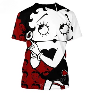 夏季男式 3D 打印卡通 T 恤動漫貝蒂 Boop-S 嘻哈女式短袖超大街頭 T 恤上衣 T 恤衣服