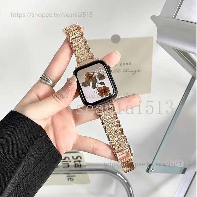華米Amazfit BIP 3/3 Pro 鑲鑽金屬錶帶 GTS4 3 2mini 2e Bip U 快裝錶帶 20mm