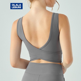 OLALA 新款百搭辣妹運動背心外穿無袖女瑜伽服背心帶胸墊一件式式健身內衣