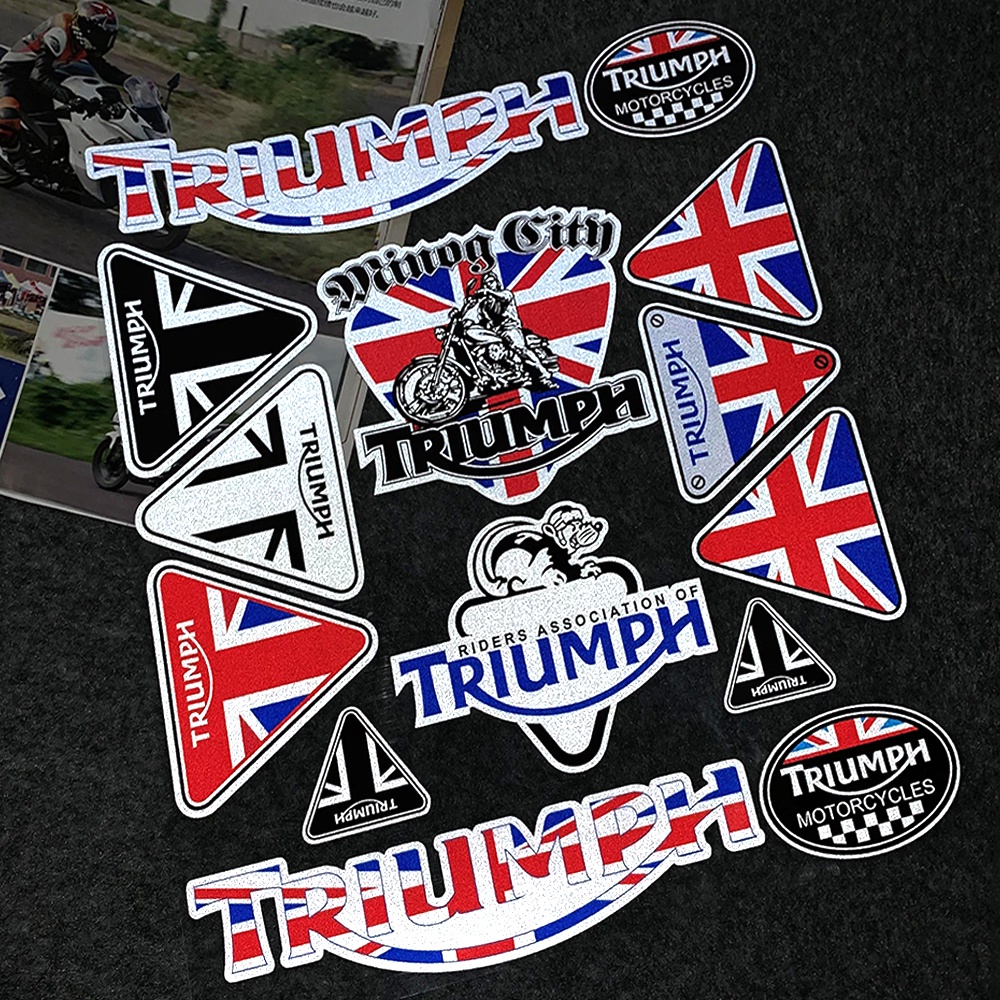 全套凱旋Triumph 徽章徽標貼紙反光摩托車電動車車身遮刮痕貼紙賽車機車頭盔個性化改裝防水貼花