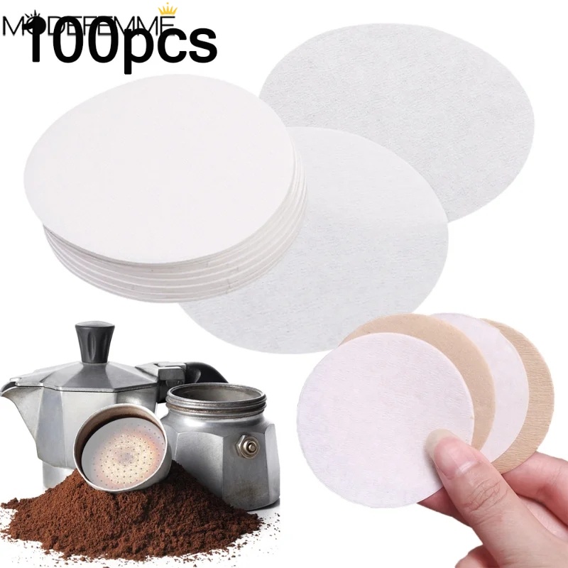 未漂白咖啡濾紙 / 100 件圓形咖啡濾紙 / 一次性咖啡茶濾紙 / 手衝摩卡咖啡壺過濾工具 / 用於濃縮咖啡機過濾器