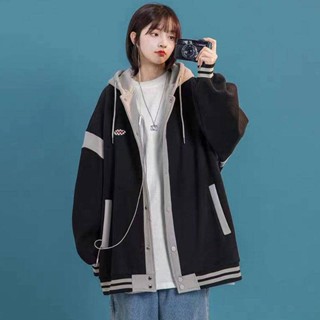 🌟Lovely愛出貨🌟 2023新款特大碼2-300斤開衫衛衣女秋冬寬鬆港風胖mm連帽上衣加絨加厚外套