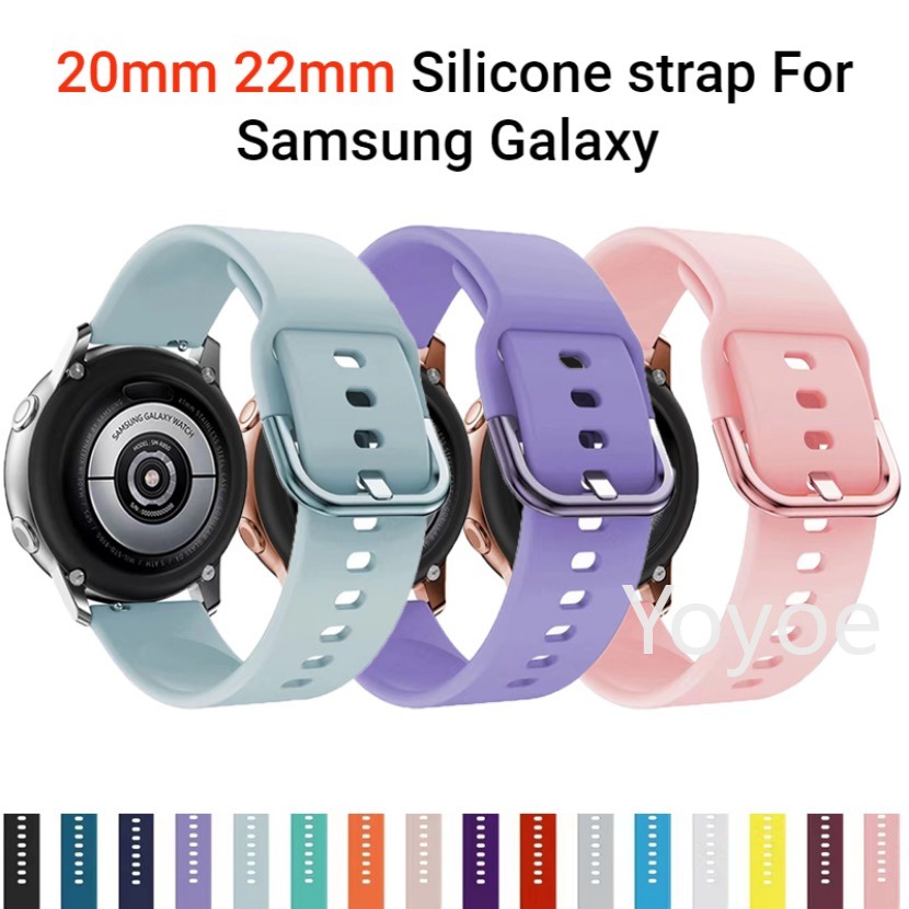 SAMSUNG 20 毫米 22 毫米矽膠錶帶適用於三星 Galaxy 6 5 4 3 Active2 40 毫米 44
