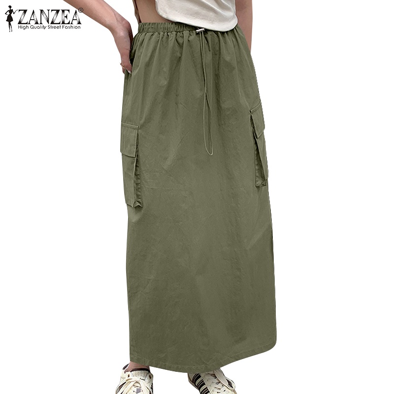 Zanzea 女式韓版彈力腰袋直背開叉寬鬆超短裙