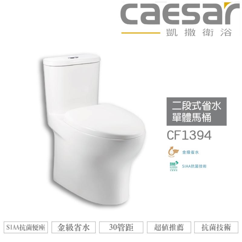 CAESAR 凱撒 二段式省水單體馬桶CF1394/CF1494 金級省水、SIAA抗菌便座、超值推薦 不含安裝