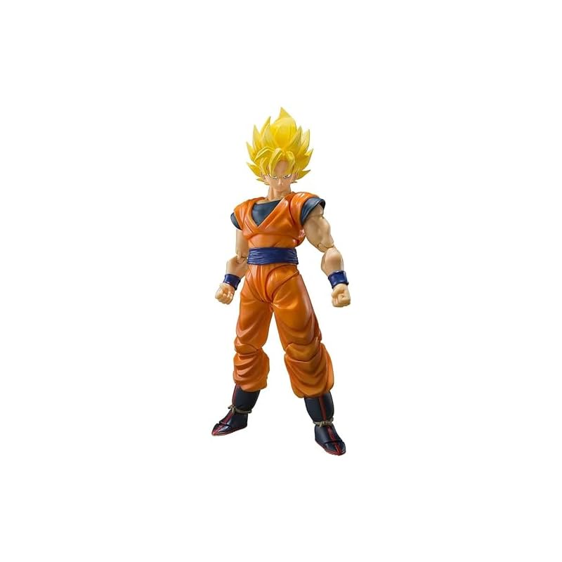 S.H.Figuarts Dragon Ball Z 超级赛亚人全力孙悟空彩绘可摆放塑像，由 PVC 和 AB