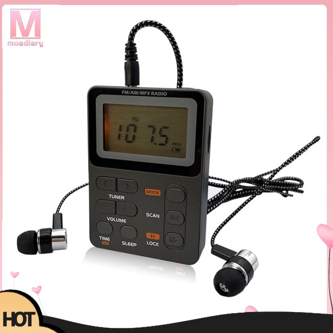 Moadiary SH-01 收音機可充電優秀接收袖珍收音機 AM FM MP3 播放器鬧鐘時間顯示高級