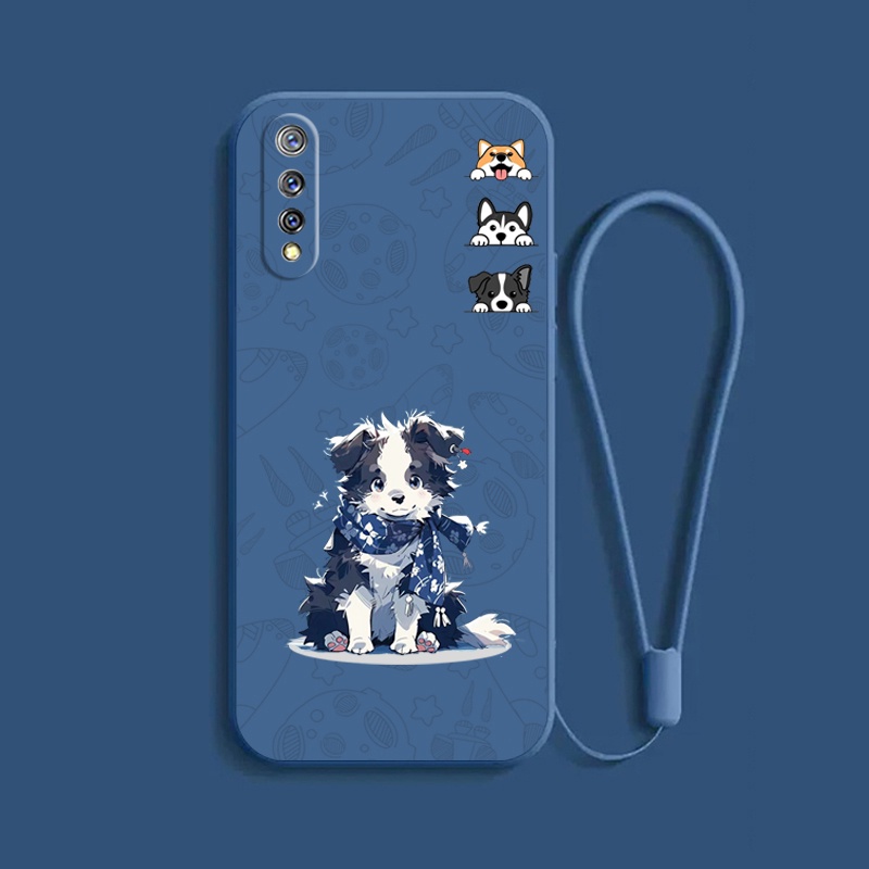 外殼 vivo S1 vivo S1 pro CUTE collie 底部質感防震軟殼液體矽膠保護套光滑手機殼保護套