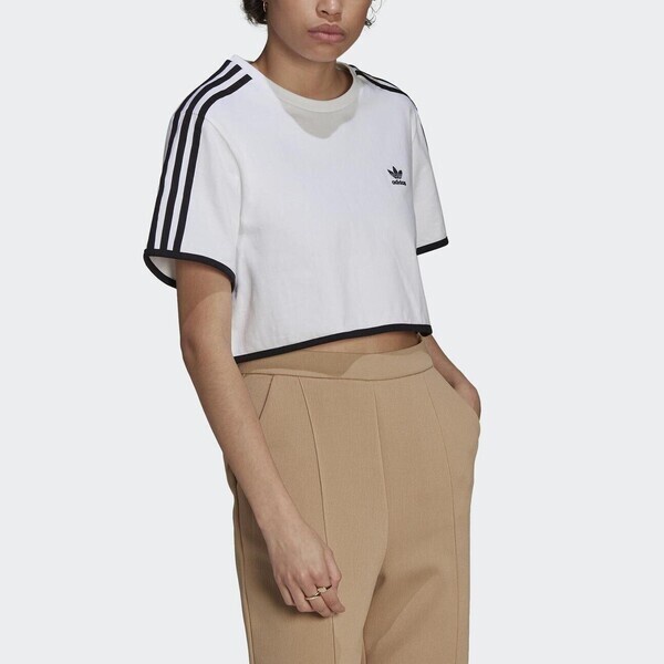 Adidas Cropped Tee HE4676 女 短袖上衣 運動 休閒 國際版 短版 柔軟 棉質 舒適 白