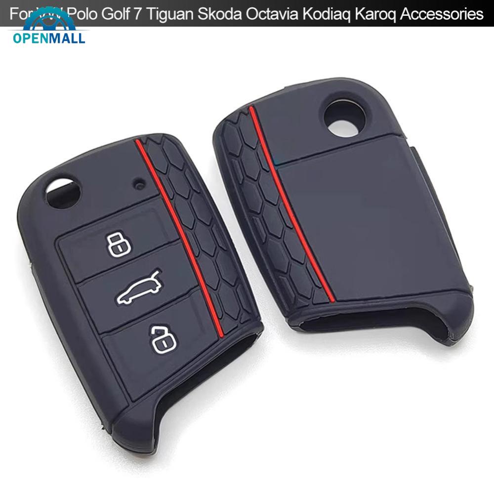 Openmall 汽車 3 按鈕鑰匙矽膠汽車鑰匙套蓋折疊遙控鑰匙扣保護大眾 Polo Golf 7 Tiguan 配件