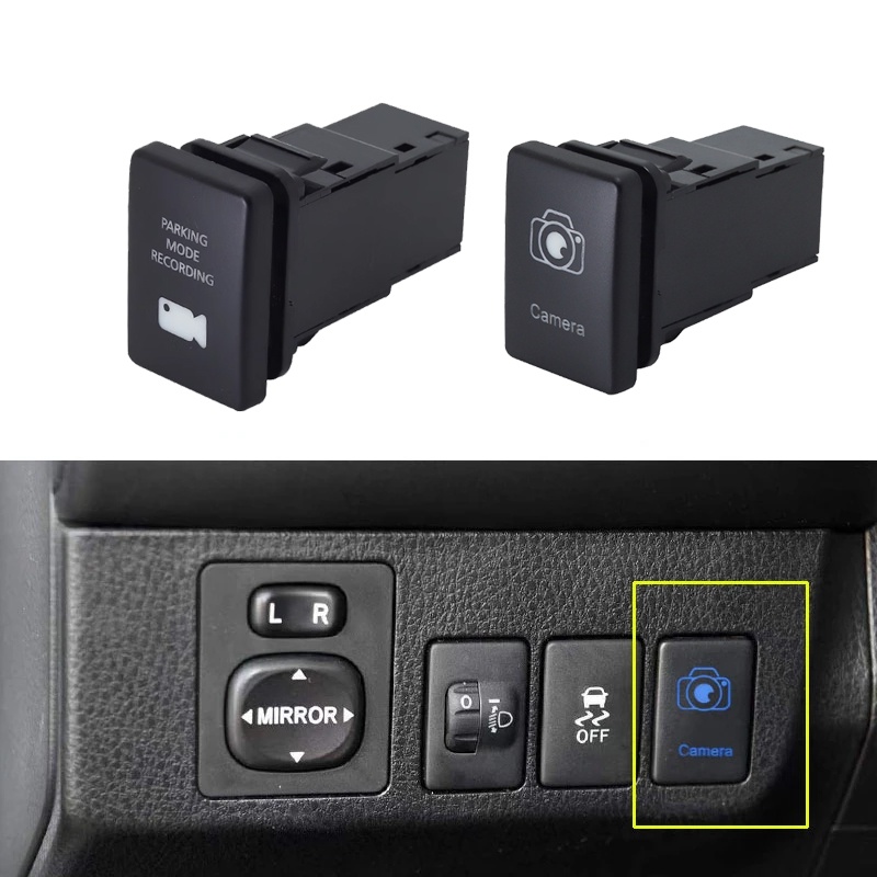 CAMRY 1 件裝汽車藍色 LED 停車雷達空氣淨化攝像頭油箱開關按鈕適用於豐田凱美瑞普銳斯卡羅拉普拉多 RAV4 配