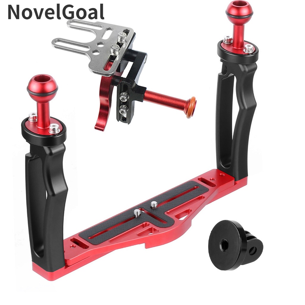 Novelgoal 可調節雙手柄握把托盤支架潛水穩定器鑽機快門釋放觸發器適用於 GoPro 佳能索尼相機水下