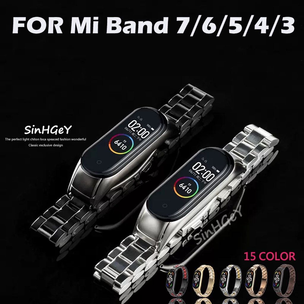 XIAOMI MI 適用於小米手環 7 金屬小米手環 6 / 5 / 4 / 3 扣不銹鋼替換腕帶的錶帶