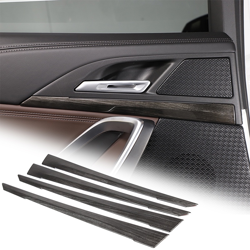 BMW Abs 碳纖維/黑色木紋適用於寶馬 X1 U11 2023 2024 車門內門板裝飾條配件