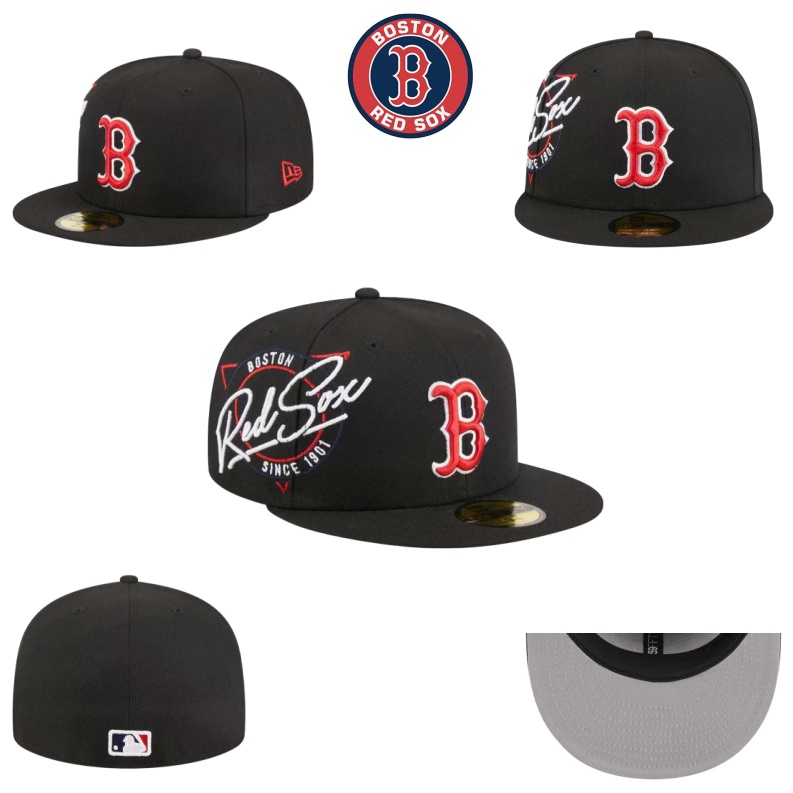 Mlb 波士頓紅襪隊帽子運動刺繡棒球帽街頭嘻哈非可調節平簷後扣帽