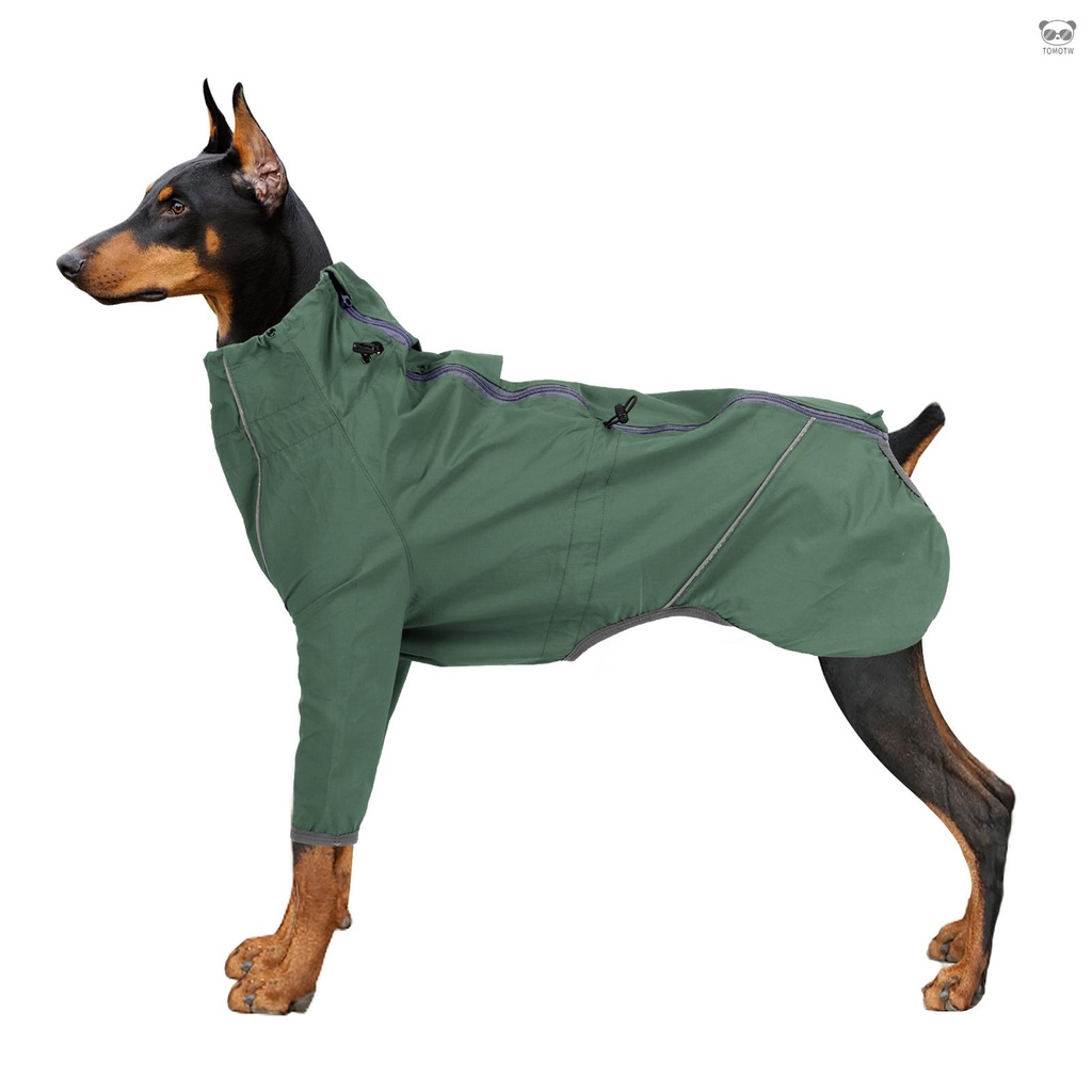 狗狗戶外外套 防水雨衣 反光條 寵物前腿衝鋒衣 軍綠色 2XL （YA002S031#）