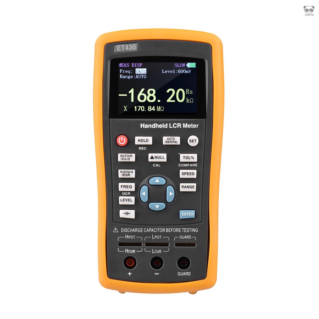 手持式數字電橋ET430 電阻電容電感測量表 100KHz測試頻率 電解電容模式 黑色+黃色保護套