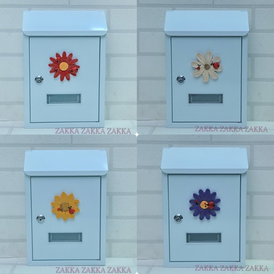 [HOME] 信箱 4款 波斯花信箱 白色屋簷造型紫色波斯菊鍛鐵信箱 意見箱 直邊信箱 向日葵信箱