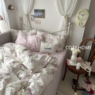 COZY HOME 法式公主碎花床包 床單被單枕頭套 清新花草 100%純棉床包四件組 雙人床包 雙人加大床包 單人床單