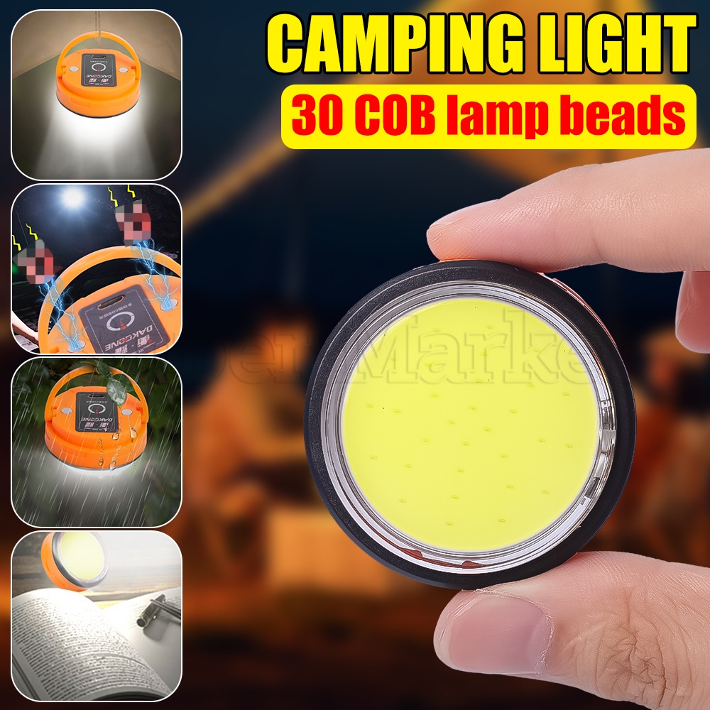 [精選] Cob LED 野營燈 / 戶外帳篷掛燈 / 3 種照明模式工作燈 / 便攜式手持探照燈 / USB 可充電輕