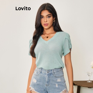 Lovito 女士休閒素色基本款T恤 LBA05036 (淺綠色)